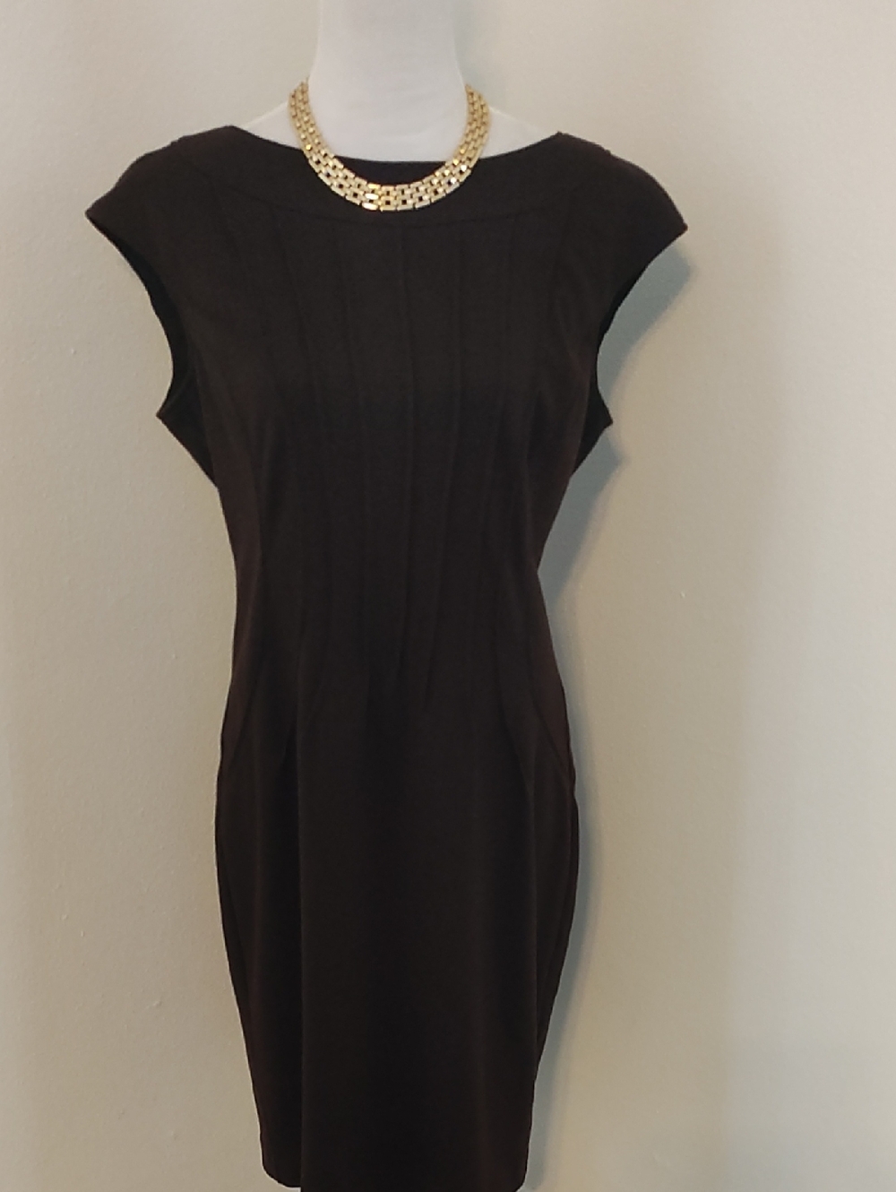 London Times Chocolate Brown dress with pin tuck detailing